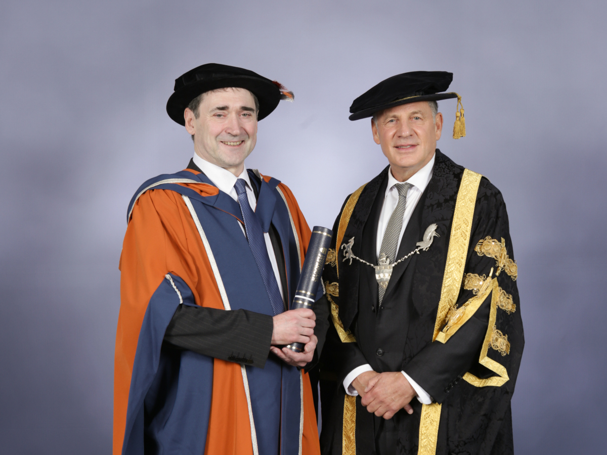 Alastair Revell DSc(hc) with the Chancellor of the University of Plymouth, Jonathan The Rt Hon Lord Kestenbaum.