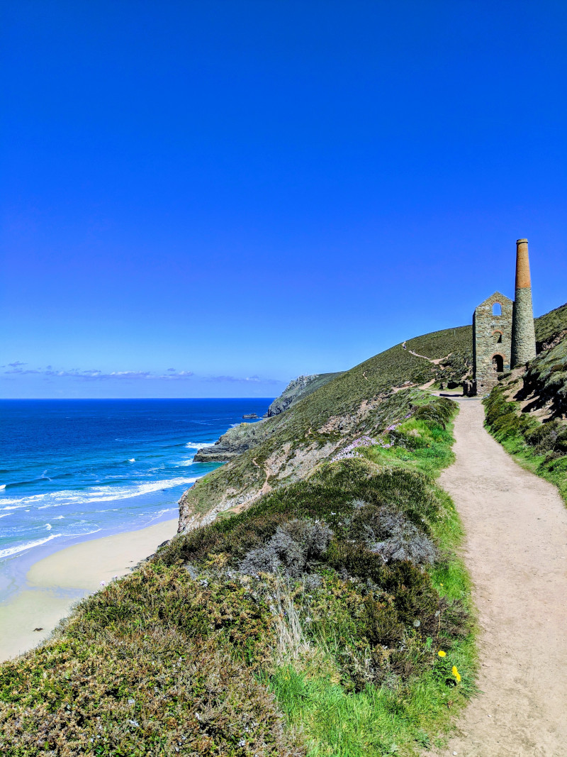 Tin mine on the coast at St Agnes in Cornwall.